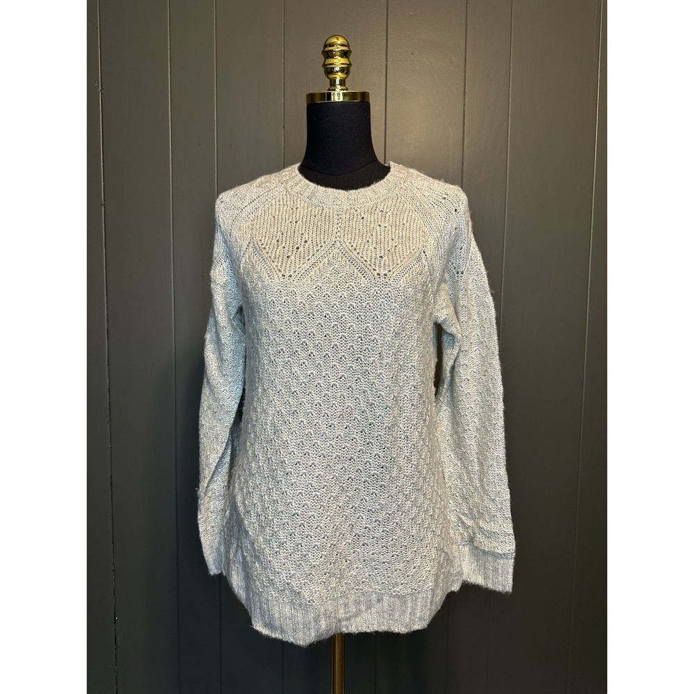 Talbots Gray Knit Sweater Pullover M Medium Cozy Crewneck